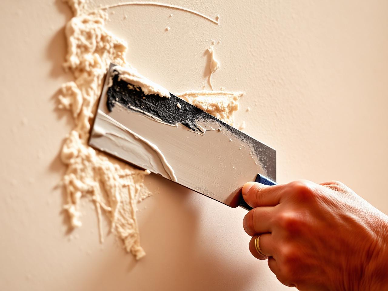 Handwerker beim Verspachteln einer Rigipswand, Qualitätsstufe Q3